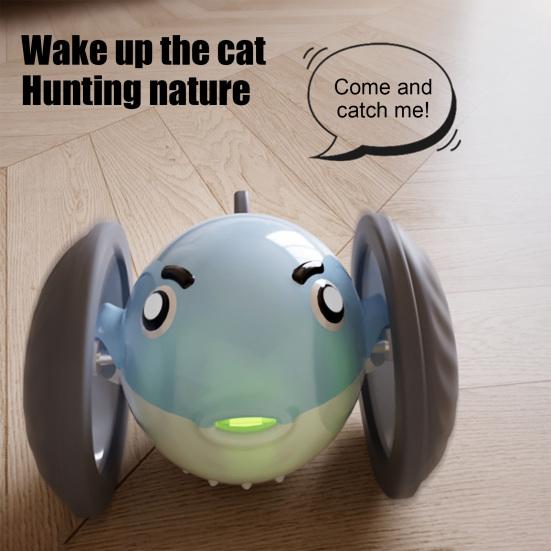 Yousheng Smart Electric Interactive Cat Toy Automatic Moving Toy with LED Light Rechargeable Random Movement Whale Toy for Indoor Cats Bored Relief