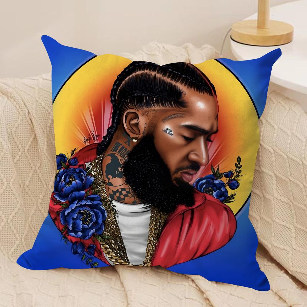 RAPPER NNipsey HHussle Cushion Cover Soft Plush Fabric DoubleSided Printed Cushion Covers for All Seasons Home Decor