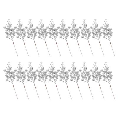 20 Pcs Decorate Christmas Imitation Berries Decorations Decorative Glitter Sticks Foam Tree