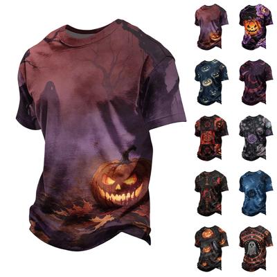 Tricou de Halloween pentru Bărbați, cu Mânecă Scurtă, Gât Rotund, Imprimat, pentru Purtare Casual