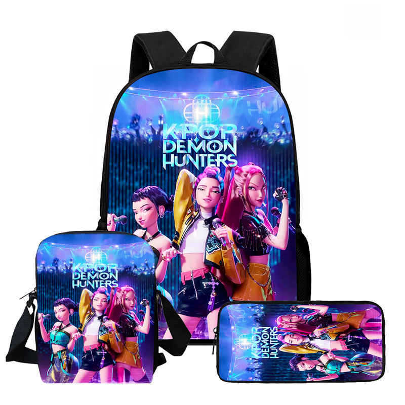Kpop Hexenjäger High Definition Druck Große Kapazität Hoher Wert Anti-Buckel Verschleißfest Große Kapazität Schultasche Grundschule
