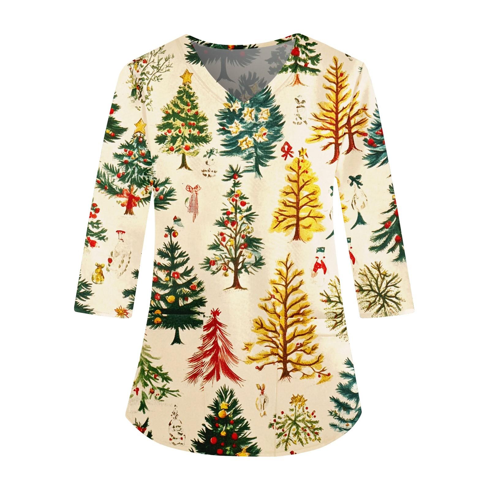 

Женская модная и повседневная рождественская футболка с рукавом три четверти XXXXL