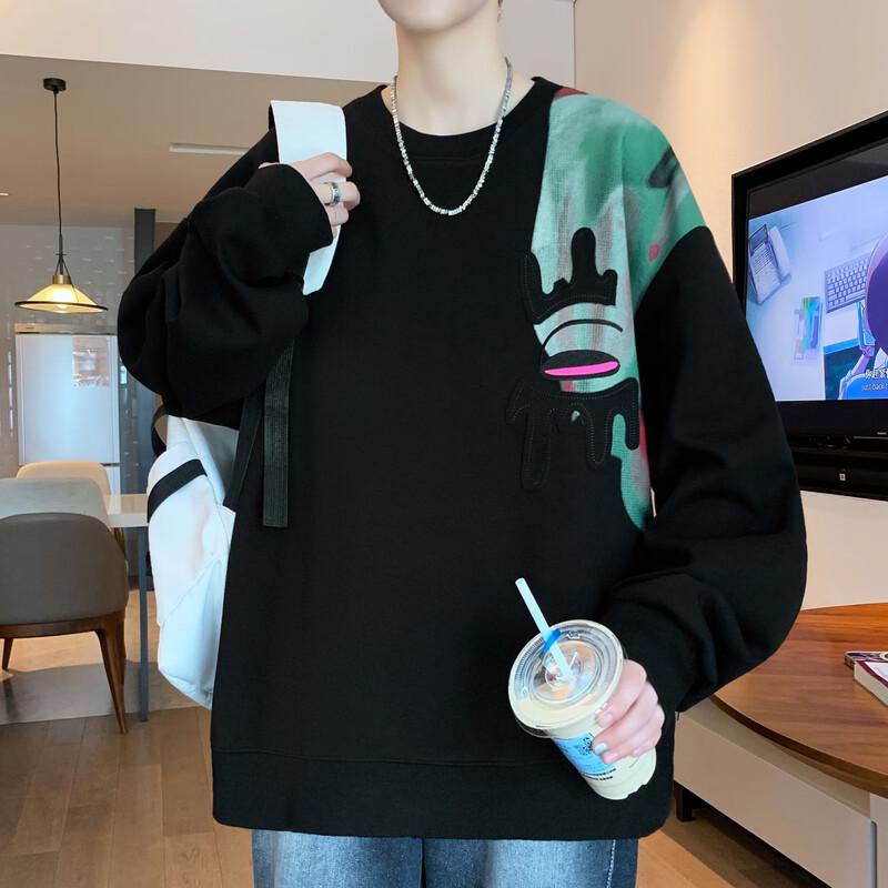 Men's American Retro Embroidered Long-Sleeve Pullover Sweatshirt