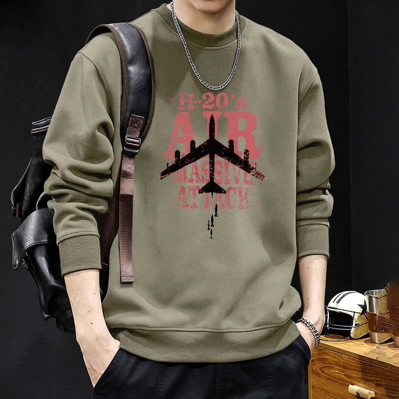 Men s Heavyweight Letter Print Crewneck Sweatshirt - Autumn/Winter Casual Trendy Thick Jacket L (135-160 lbs)
