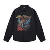 Mens Loose Long Sleeve Shirt Cartoon Pegasus Print Streetwear Casual Button Down Fall