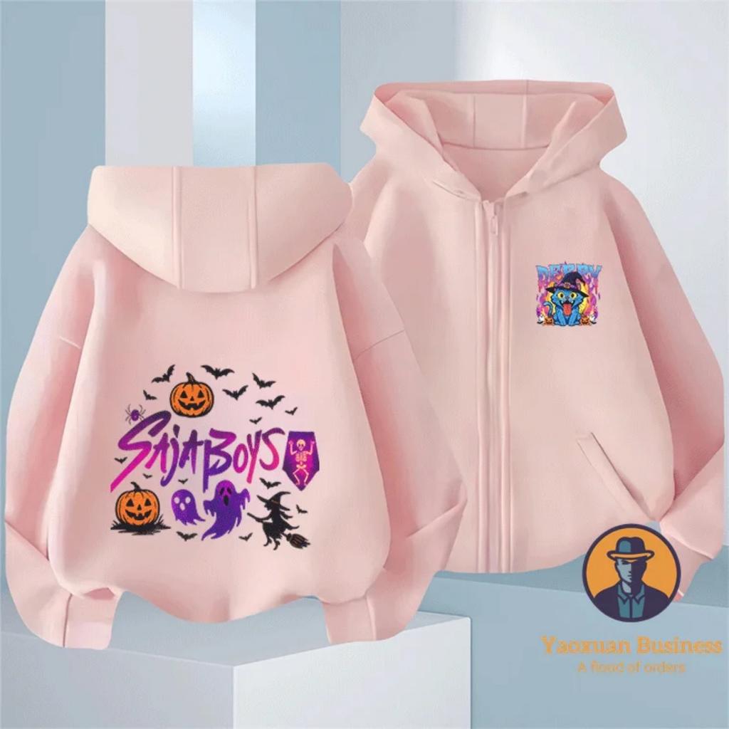 2025 Popular KPop Devil Hunter Girl Zipper Hoodie Cute Cartoon Print Autumn/Winter Fashion Clothing
