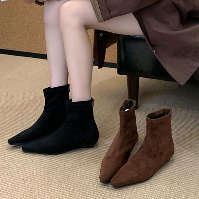 Fashion Bailamos Marke Damen Stiefeletten Wildleder Warm Damen Schuhe Winter Eckige Zehenpartie Lässig Chelsea Trend Niedrige Absätze Schneestiefel Mujer