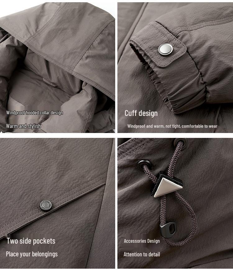 Men's Trendy Winter Commute Windproof Hooded Down Jacket - 90% Duck Down, Warm & Thickened