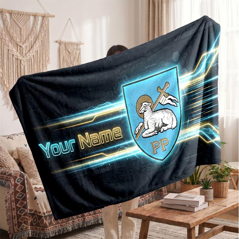 Preston North End Personalized Fleece Blanket With Football Logo, Custom Name Text Soft Warm Home Throw Blanket