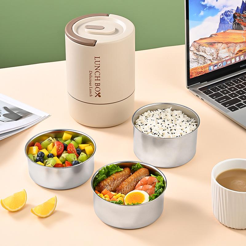 Multi-Layer Insulated 304 Stainless Steel Bento Lunch Box for Office & School - Microwaveable with Large Capacity