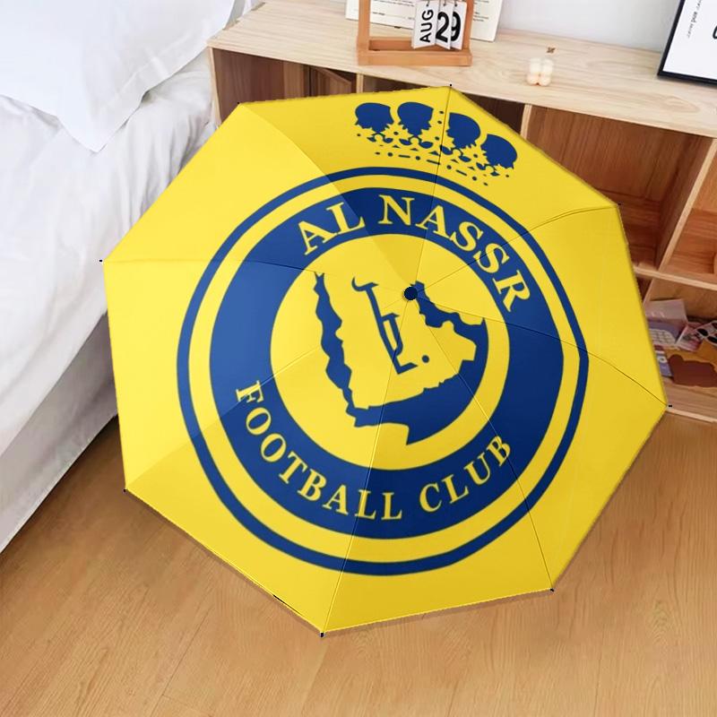 1PC Nassr Football Club Crest Printed Umbrella Folding umbrella, automatic umbrella 8-Frame for Travel, camping Fan gifts Christmas Gifts