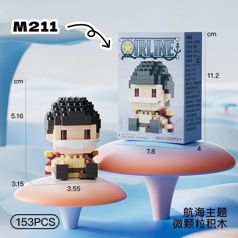 New ONE PIECE Sun God Nika Luffy Micro Building Block Chopper Ace Buggy 3D Anime Model Assembly Mini Bricks Figure Toys For Gift