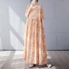 Simple and Fashionable Long Skirt Summer Short Sleeved Round Neck Printed Dress
