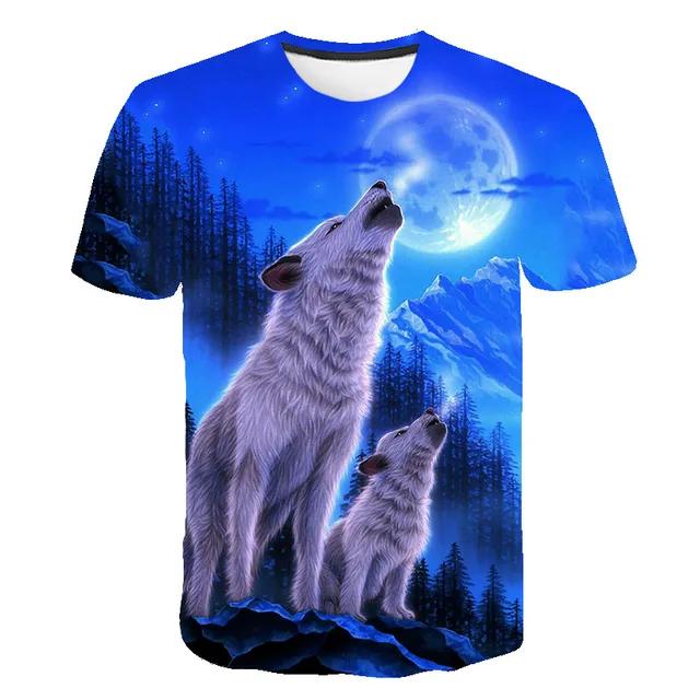 Animal Wolf T Shirt For Boys Print Children Boys Harajuku 3D T Shirt Summer Kids Short Sleeve Girls Tshirt Cartoon Baby T-Shirts