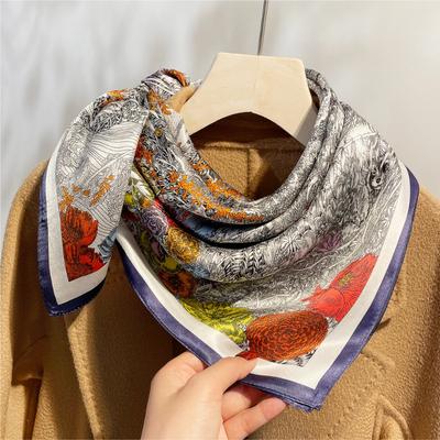 Frühlings-Crêpe-Satin, neues Zurück zur Natur-Druckseidentuch, Damen-High-End-Maulbeerseide-Quadratisches Tuch, Schal