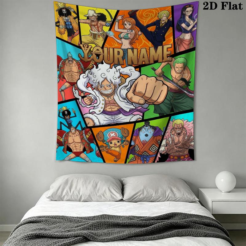 Custom Name ONE PIECE Wall Tapestry Aesthetic Wall Hanging Printed Fabric Blanket Decorative Tapestries for Bedroom Living Room Home Decor