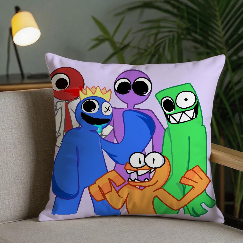 Cartoon-Spiel RRainbow Friends Kissenbezug Quadratisch Doppelseitiger Druck Sofakissenbezug Kissenbezug Schlafzimmer Nachttisch