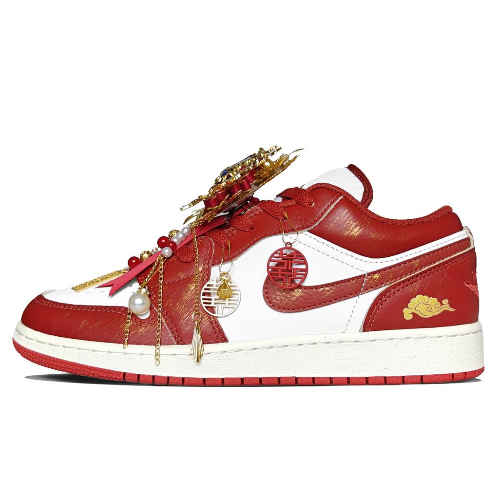 Jordan Air Jordan 1 Abrasion Resistant Low top Vintage Basketball Shoes Women's Red FJ3465-160(Team776--BOX)