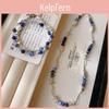 Collier pendentif circulaire Agate Argent Bleu pour Femmes et Hommes Style Minimaliste