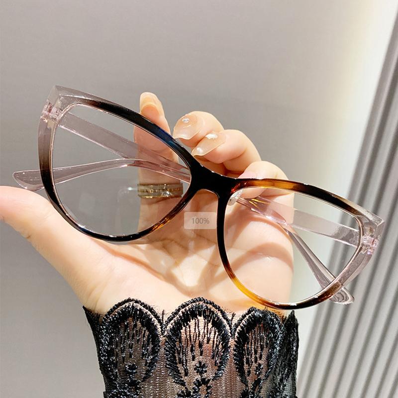 Óculos Vintage de Alta Definição Olho de Gato Anti Luz Azul 0 Grau Ultraleve Lentes Plano Óculos