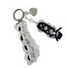 Charm Ballet Flat Key Holder Crystals Embellished Lace Ribbon Jewelry Purse Charm