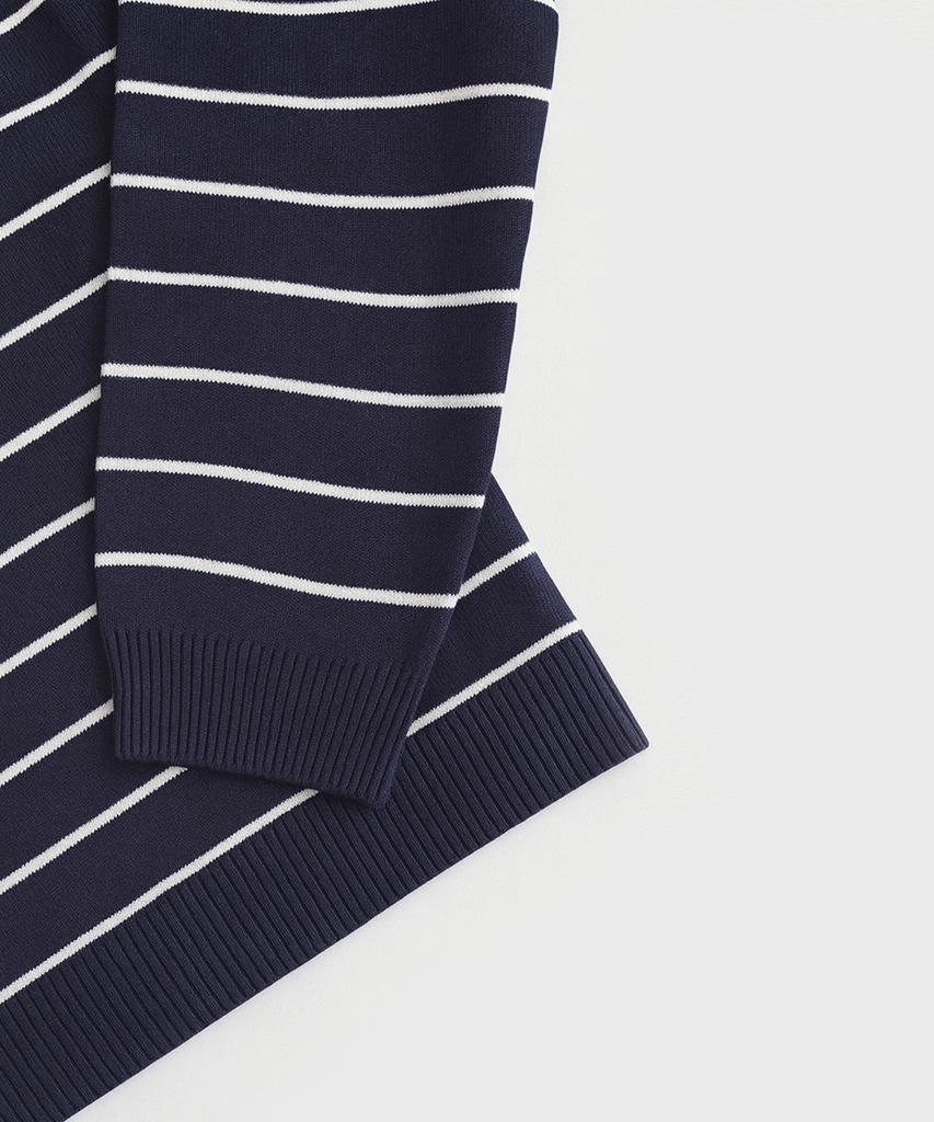 Keulleiseu Cape Shawl Layered Striped Knit T-Shirt_Ivory