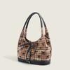 Korean Ins Plaid Bow Canvas Bag for Women Fashion and Fashionable Versatile One-shoulder Underarm Bag