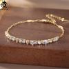 ORSA JEWELS 925 Sterling Silver 14K Gold Tennis Chain Bracelet With Emerald Cut Cubic Zirconia & Paperclip Chain Jewelry SB214