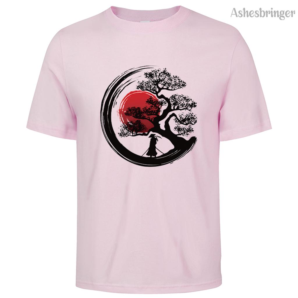 Men's Summer Japanese Samurai Graphic Printed T-Shirt Casual Style Tops for Men and Women Tidal Current Sports