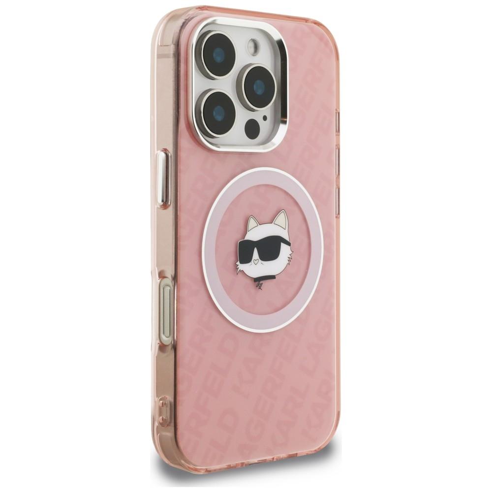 Karl Lagerfeld IML Choupette Head Logo MagSafe Case for iPhone 16 Pro Pink