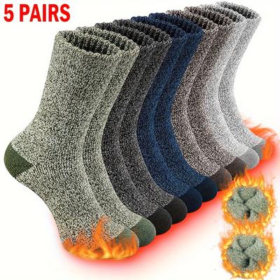 [Top-Rated] 5pairs Cozy Thermal Crew Socks for Men & Women - Warm, Thick Winter Socks Perfect for Hiking, Fishing | Ideal Christmas Gift
