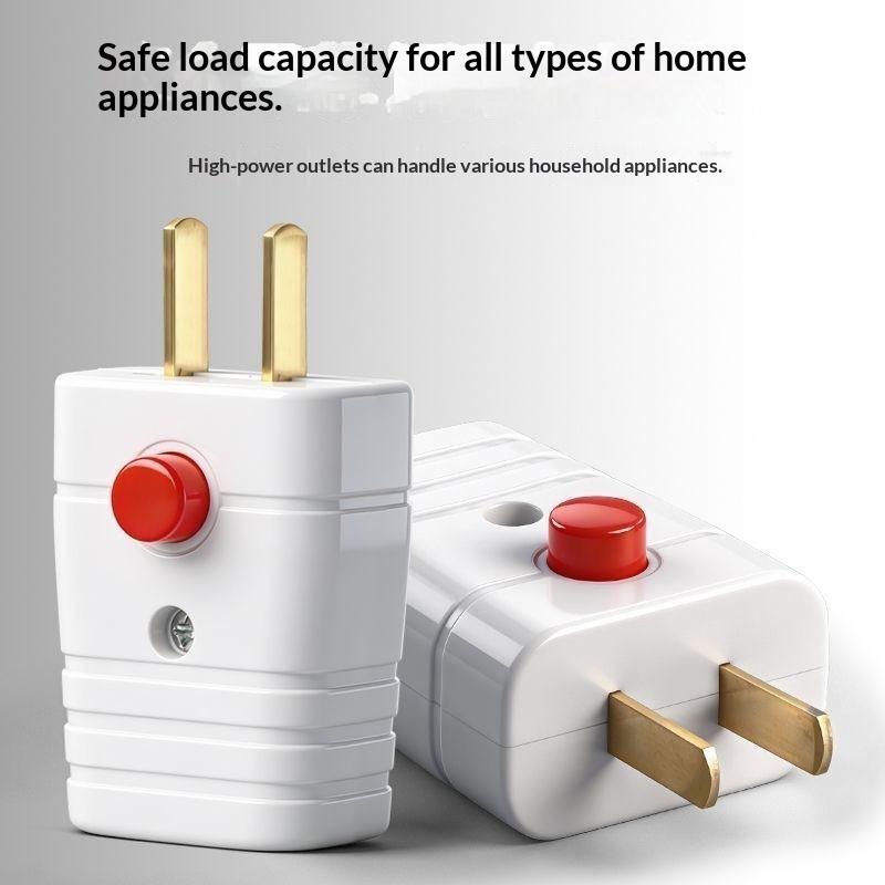 2 Prong Electric Power Plug With On Off Switch And Thick Pure Aluminum Pins 10A 250V For Home Office Daily Usedesert Bling