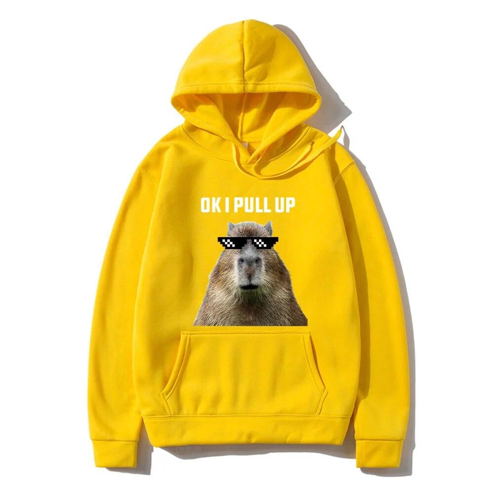 Funny Ok I Pull Up Capybara Print Hoodie Unisex's Casual Oversized Hooded Sweatshirts Gothic Pullovers Hot sell Clothes for Unisex