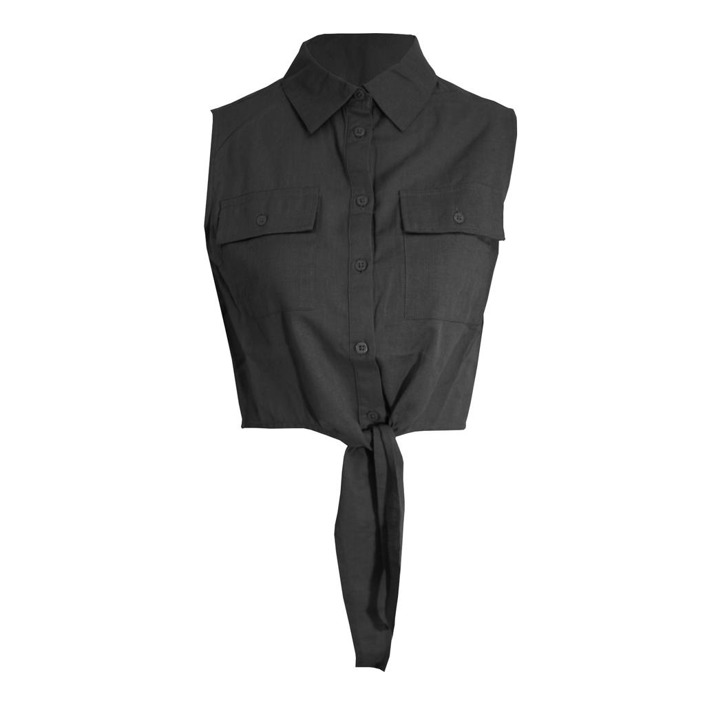 BRAVE SOUL Damen-/Damen-Elizabeth-Hemd mit vorn gebundenem Crop-Top