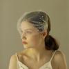 Soft Tulle Blusher Veil Handmade Pearls Side Comb Veil Lightweight Bridal Veil  Bridal Shower
