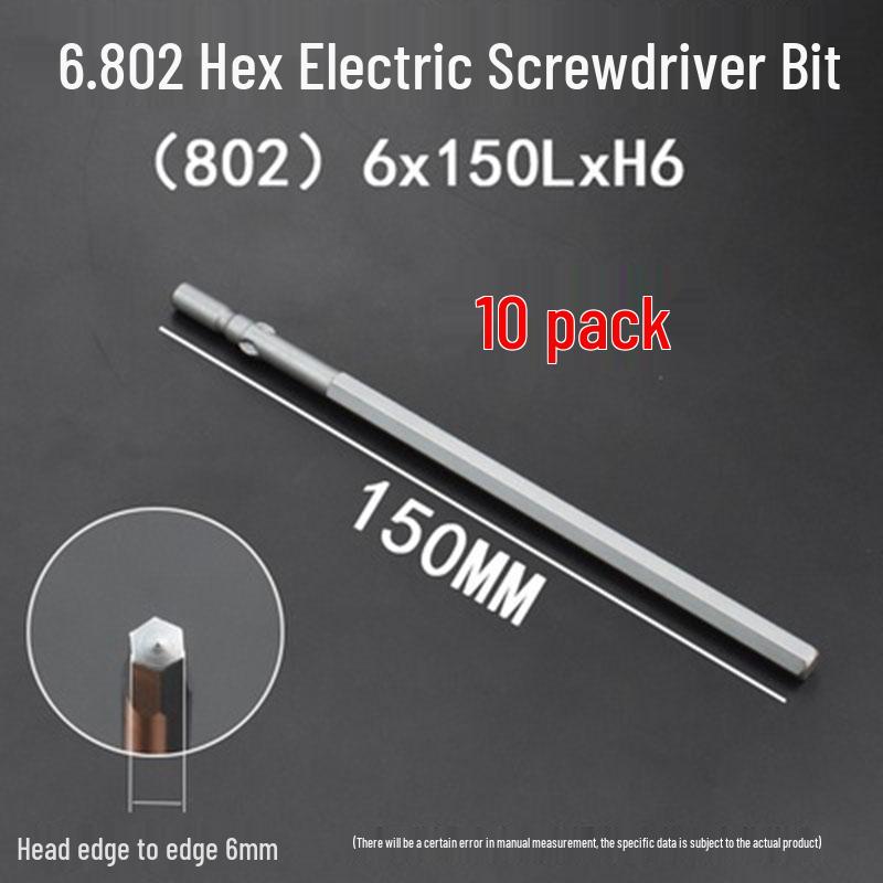 Extended Hexagonal S2 Steel Electric Screwdriver Bit with 5mm/6mm Shank