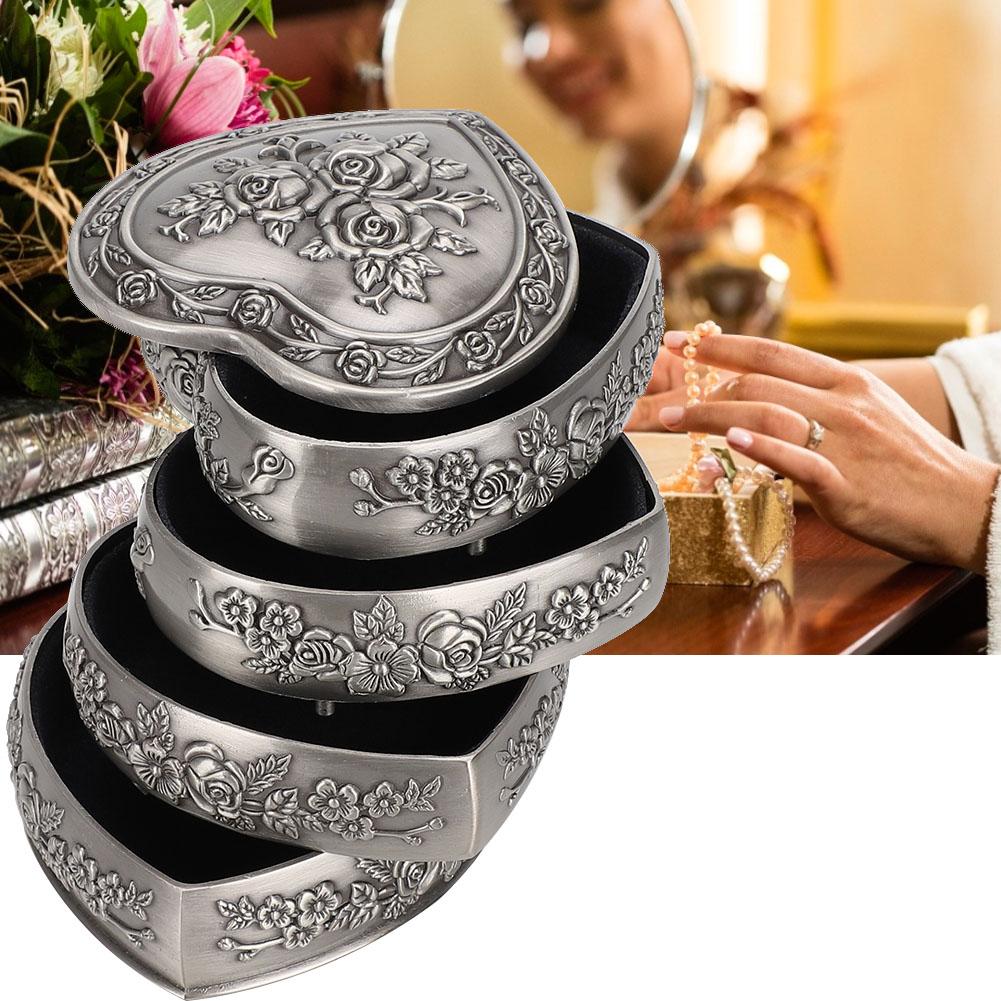 Household European Retro Decorative Heart shaped Jewelry Box Jewelry Container(3 Layers)