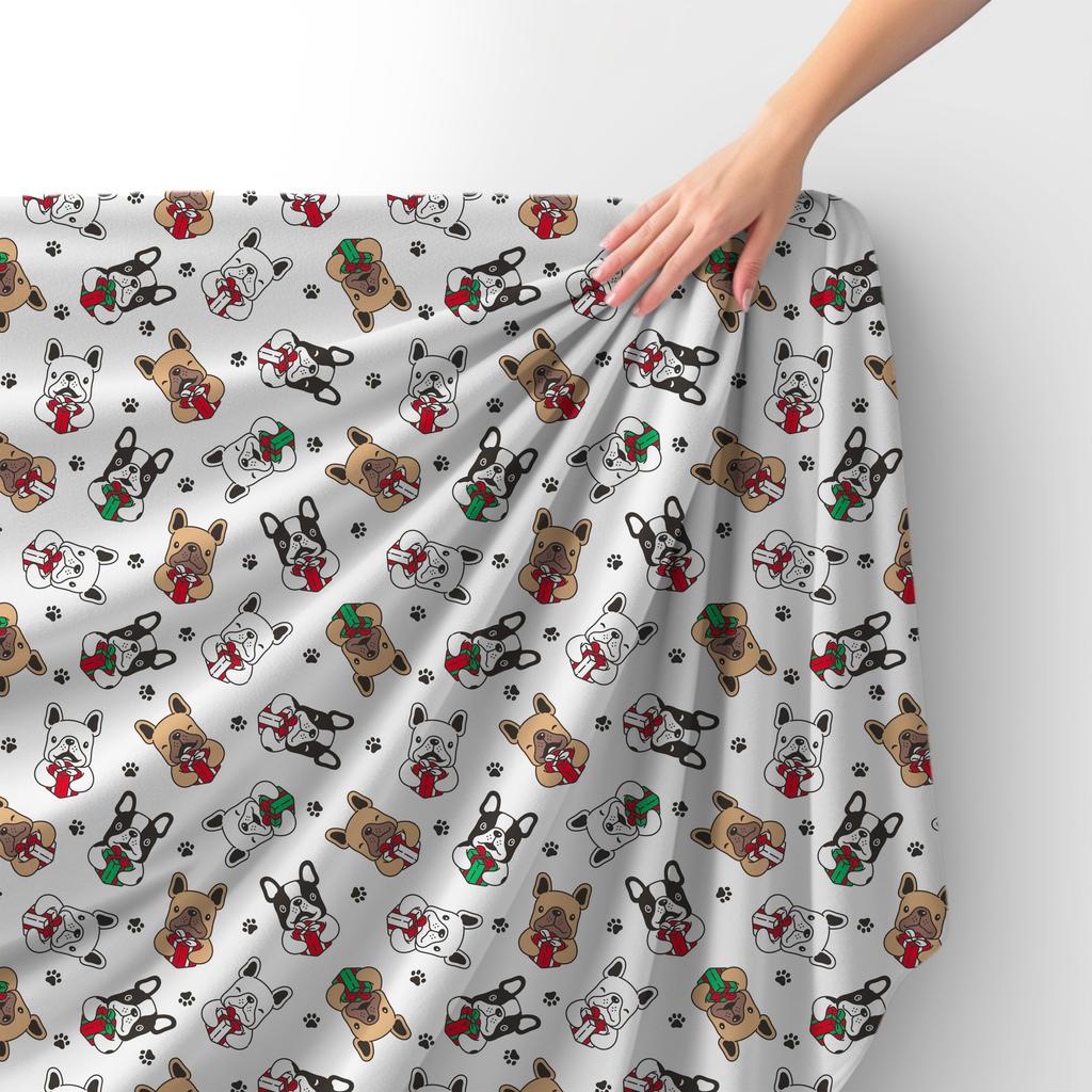 Royal Velvet Fabric Polyester For Sewing - French Bulldog Motif With Gift