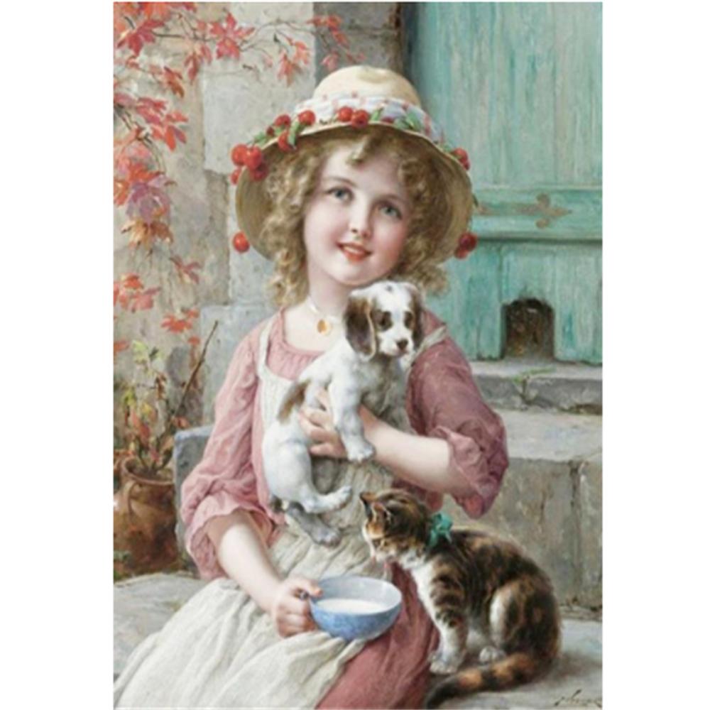 

HUACAN 5D Алмазная картина Маленький мальчик и собака Полная квадратная дрель Стразы Алмазная вышивка Детская вышивка крестом Мозаика Домашний декор Full Square 20*30 cm