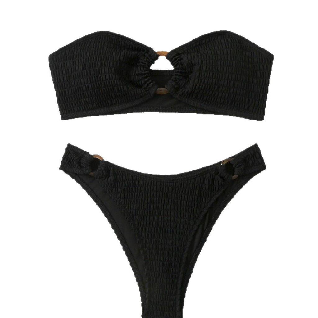 Evropsko-americké jednobarevné bikiny bez ramínek s trojúhelníčkovými kalhotkami 2025