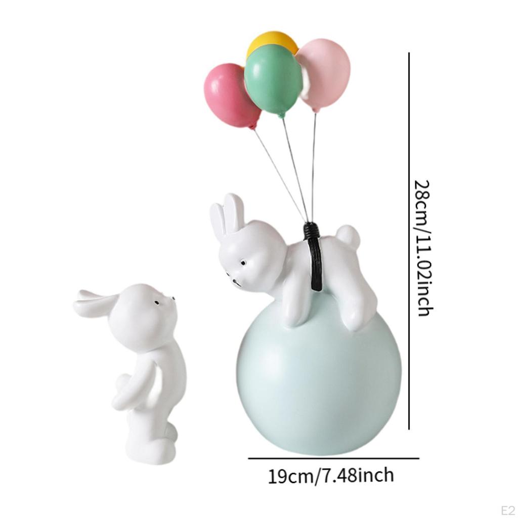 Balloon Bunny Figurine Flying Figure Funny Resin Tabletop Ornaments Sculpture Couple Statue