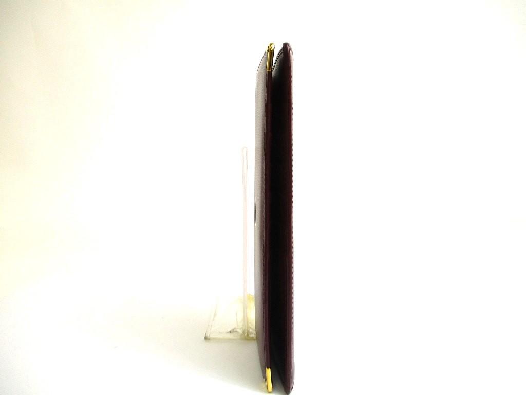 Authentische Cartier Must de Cartier Bordeaux Leder Bifold Lange Geldbörse #a590 Überholt