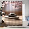 Zen Stones and Cherry Blossoms Waterproof Shower Curtain Heat Resistant Machine Washable Non-Transparent 180x180cm