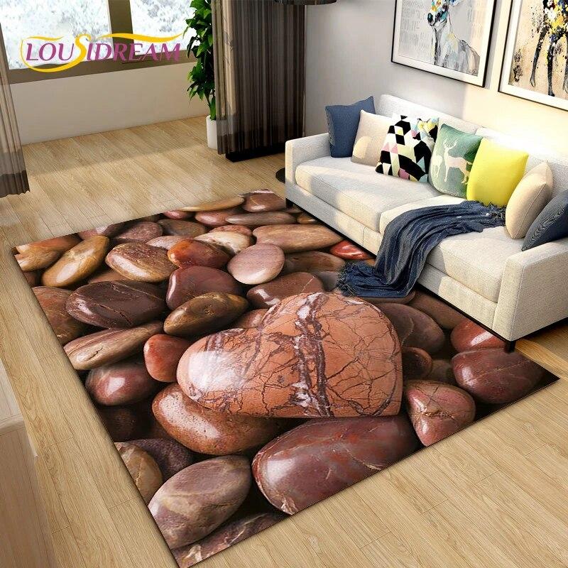 3D Color Cobblestone Stone Area Rug,Carpet Rug for Living Room BedRoom Decoration,Kitchen Doormat Bathroom Anti-slip Floor Mat