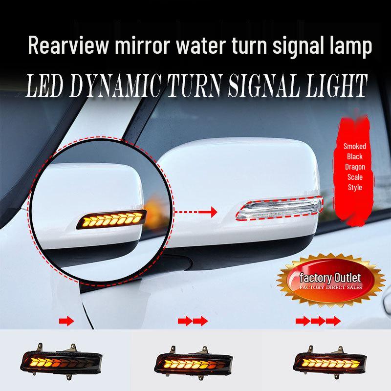 Toyota Prado Land Cruiser Rearview Mirror Yellow Light Sequential Turn Signal