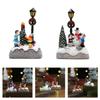 Illuminated Christmas Resin Figurine Ornament with LED Light Glowing Miniature Christmas Tree Resin Table Decorations