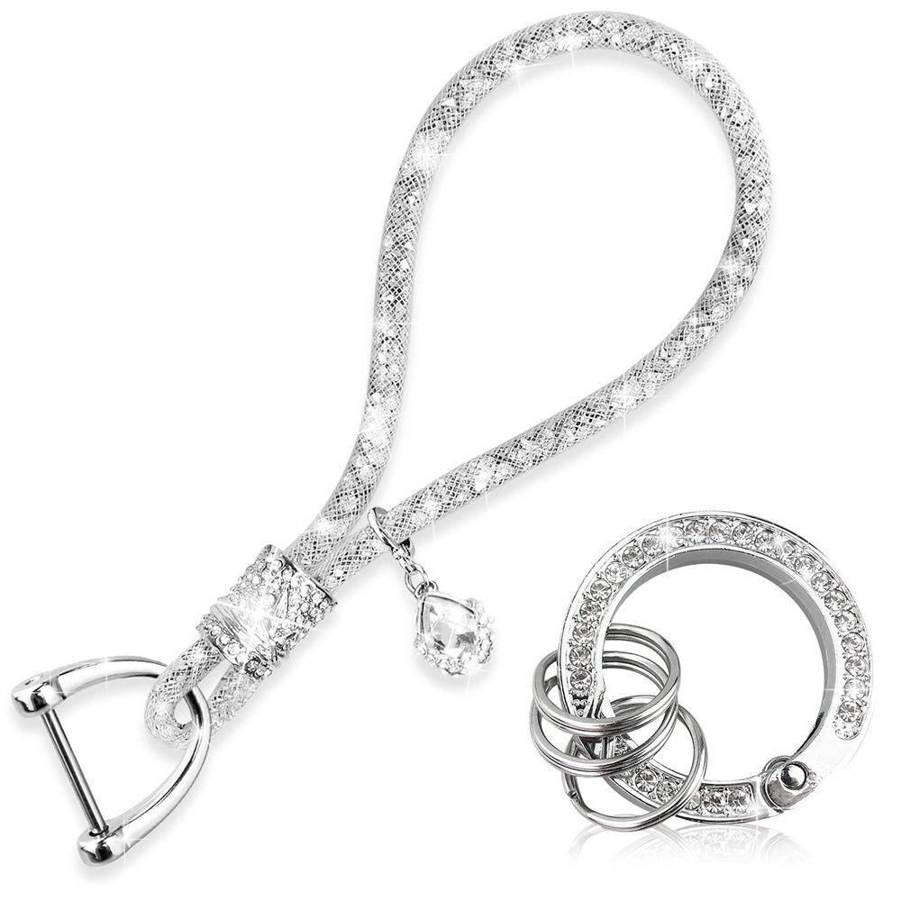 Crystal Car Keychain For Women Key Chain Accessories With Rhinestones Keyring Short Rope Christmas Gifts Jewelry Accessories New