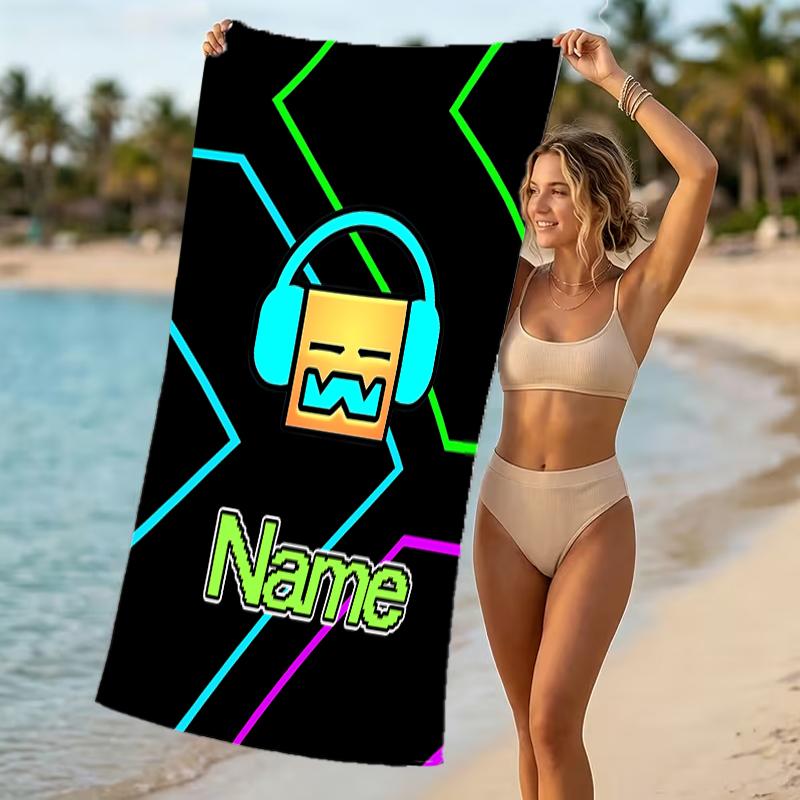 Customizable Personalized Beach Towels Geometry Dash Themed designs.Suitable for the Beach, Yoga, Sports;ideal As Beach Accessories
