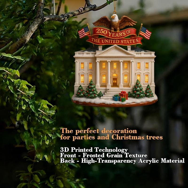 .2D Acrylic United States 250th Anniversary Bell Ornament Patriotic Commemorative Doorbell Home Xmas Tree Hanging Decoration