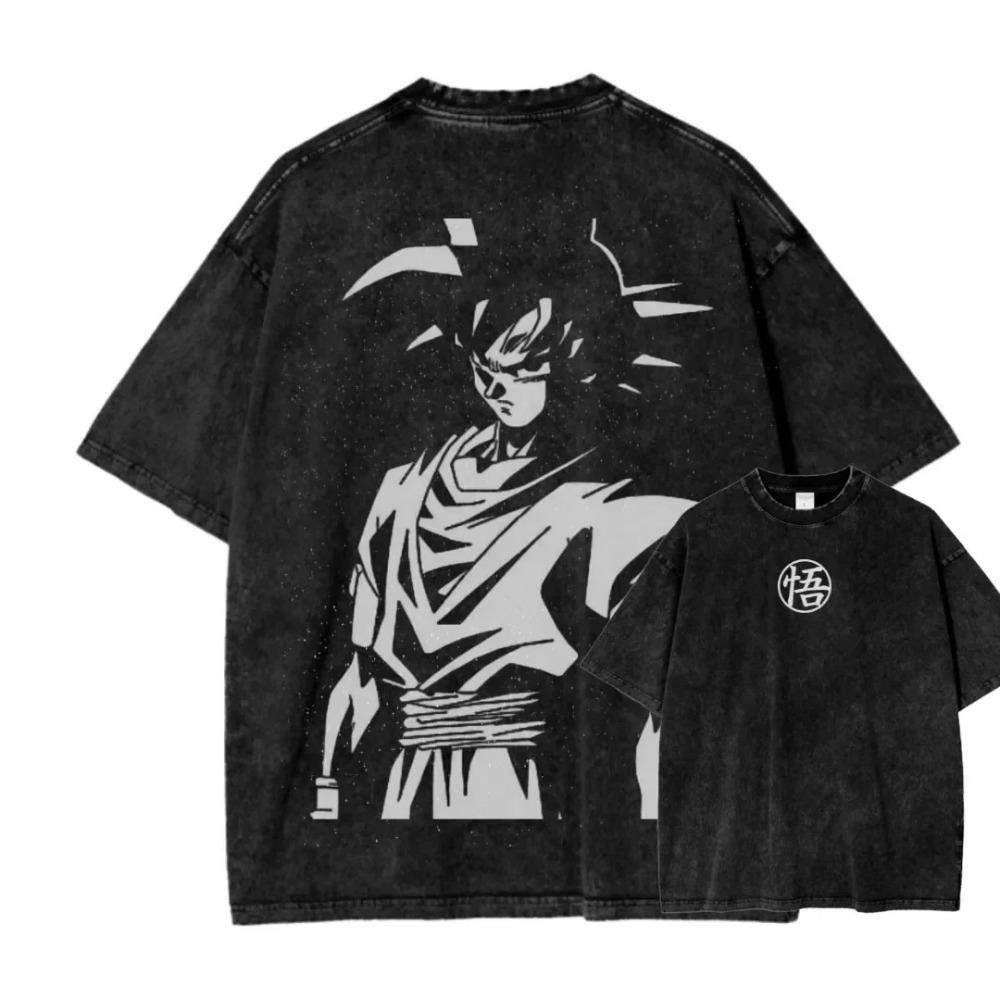 Dragon Ball Gogeta Super Saiyan Blue Vintage Washed Grafik-T-Shirt, Unisex Oversized Streetwear, Anime-Fan-Geschenk